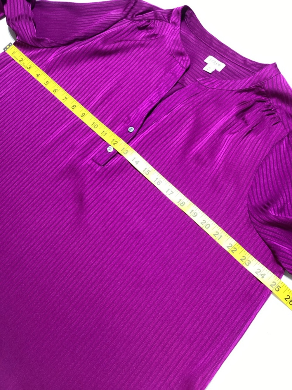 J. Crew Factory Shadow-striped Long-Sleeve Popover Placket Blouse - Picture 8 of 9